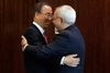 FN's generalsekretær, Ban ki-Moon, mødtes torsdag med Irans udenrigsminister, Javad Zarif, som optakt til næste uges generalforsamling. Foto: Richard Drew/AP