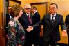 FN-generalsekretær Ban Ki- moon (t.h.) i Genève sammen med EU’s udenrigspolitiske chef, Cathrine Ashton, og FN’s særlige Syrien-udsending, Lakhdar Brahimi. Foto: Fabrice Coffrine/AP