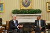 Præsident Barack Obama i samtale med israelske premierminister, Benjamin Netanyahu (til venstre) i Det Ovale Værelse i Det Hvide Hus.