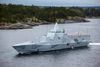 Her ses den svenske korvet Visby, der deltog i jagten på det, man troede var en russisk ubåd i svenske farvande i efteråret 2014.