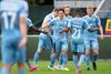 Randers FC jubler, efter at Vito Hammershøy-Mistrati har scoret til 2-0 i 3F Superliga-kampen mod Hobro IK. Foto: Bo Amstrup/Ritzau Scanpix