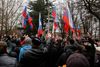 Pro-russiske demonstranter demonstrerer på Krimhalvøen.