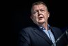 Statsminister Lars Løkke Rasmussen (V) under tale ved Dansk Erhvervs Årsdag i Øksnehallen i København. Foto: Liselotte Sabroe/Ritzau Scanpix