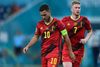 Belgiens sejr over Portugal blev ledsaget af nogle ubehagelige bekymringer om Hazard og De Bruynes fysiske tilstand forud for holdets næste kamp mod Italien. Her ses de to stjerner tidligere i turneringen. Foto: Kirill Kudryavtsev/Reuters
