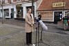 Statsminister Mette Frederiksen møder butiksejere som genåbner deres butikker i Helsingør, mandag den 1. marts 2021. Foto: Mads Claus Rasmussen/Ritzau Scanpix