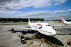 Flyet fra British Airways - et Boeing 747 - blev båret frem af stormen Ciara og af gunstige jetstrømme. AP Photo/Mark Lennihan
