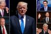 Hovedpersonerne i Donald Trumps Ruslandgate er fra øverst til venstre justitsminister Jeff Sessions, Ruslands præsident Vladimir Putin, tidligere national sikkerhedsrådgiver Michael Flynn, præsidenten selv samt den fyrede FBI-chef James Comey og den særlige undersøger, Robert Mueller. Fotos: AP