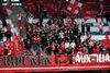 AaB-fans stod alt for tæt til pokalfinalen mod Sønderjyske onsdag den 1. juli. Situationen endte med kampafbrydelse, hvorefter flere fans blev bortvist fra stadion. Udenfor blev 40 AaB-tilhængere frihedsberøvet af politiet. Foto: Claus Fisker/Ritzau Scanpix