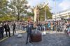Zlatan Ibrahimovic ved indvielsen af statuen. Foto: Johan Nilsson/AFP