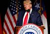 Former U.S. President Donald Trump pauses while speaking at the North Carolina GOP convention dinner in Greenville, North Carolina, U.S. June 5, 2021. REUTERS/Jonathan Drake
