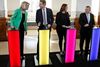 Vælgerne har bl.a. kunnet følge partilederne og de øvrige politikere på tv. Billedet af Helle Thorning-Schmidt (S), Kristian Thulesen Dahl (DF), Pia Olsen Dyhr (SF) og Lars Løkke Rasmussen (V) er fra DR’s partilederdebat på Christiansborg på valgkampens første dag. Foto: Jens Dresling/Polfoto