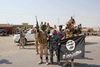 En shiamuslimsk militsgruppe fremviser et IS-banner, som den har erobret under fremrykning ved Amirli, nord for Bagdad. Sådanne militsgrupper står bag en række massakarer mod sunnimuslimske landsmænd. Arkivfoto: AP