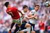 Manchester United-spiller Alexis Sanchez udlignede med et hovedstød til 1-1. Foto: Ritzau Scanpix/GLYN KIRK