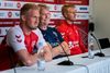 Kasper Schmeichel, Åge Hareide og Simon Kjær mødte pressen forud for landskampen mod Irland fredag. Foto: Martin Sylvest/Ritzau Scanpix