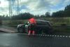 En af bilerne, der var involveret i sammenstødet. Foto: Marchen Neel Gjertsen