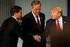 Marco Rubio (til venstre), Jeb Bush (i midten) og Donald Trump (til højre) har sat slutspurten ind før primærvalgene. Foto: Morry Gash/AP.