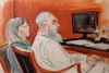 Khaled al-Fawwaz (til højre) var bin Ladens mederådgiver og talsperson. Han sidder her i retten ved siden af sin forsvarsadvokat Barbara O'Connor for sin medvirken i bombeattentaterne, der i 1998 fandt sted på de amerikanske ambassader i Østafrika .