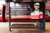 Rundt omkring i gadebilledet hænger plakaterne fra Socialdemokratiets pensionsudspil. Foto: Gregers Tycho