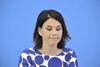 (FILES) This file photo taken on June 13, 2019 shows the co-leader of the environmental Green Party 'Die Gruenen' Annalena Baerbock addressing a news conference in Berlin. - Germany's resurgent Green party, its sights set on the chancellery in September's election, has stumbled on the campaign trail over undeclared bonus payments and controversial comments about arming Ukraine. (Photo by Tobias SCHWARZ / AFP)
