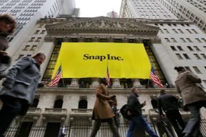 Snapchat kom på børsen i marts. Firmaet er kommet rivalen Facebook i forkøbet under den gryende AR-revolution. Foto: AP Photo/Richard Drew