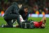 Ibrahimovic efter skaden er sket. Foto: AP/Dave Thompson