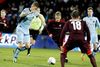 AaB's Kasper Kusk (i midten) blev med tre mål sit holds store spiller i superligaopgøret i Randers.